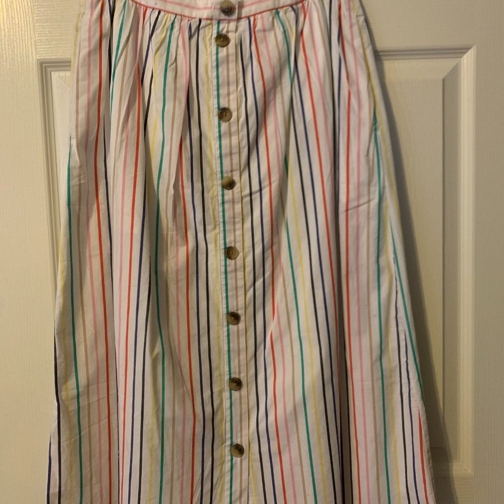 JCREW Button Poplin Skirt, JCREW long skirt, Striped Long Skirt, Work Skirt